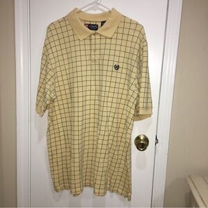 Chaps Yellow Plaid Golf Polo Shirt Classic Design